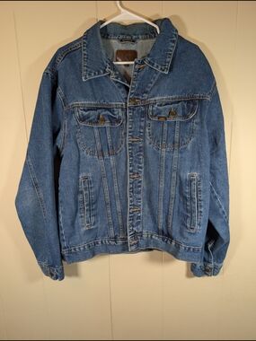 Lee Denim Jacket Mens Large Blue Trucker Classic Western Jean Jacket Vintage Sty